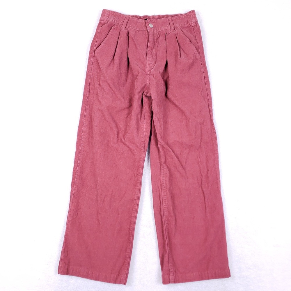 Forever 21 Corduroy Pants Pleated Straight Leg Medium‎ Pink Coastal